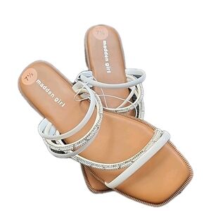 Madden Girl White Ringstone Strappy Sandals Size 7.5